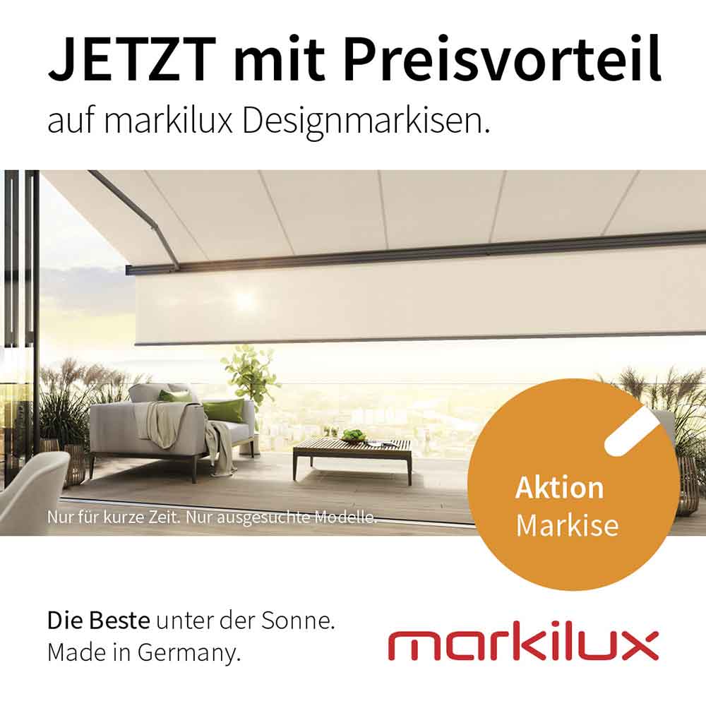 markilux | Designmarkisen spätsommer-aktion 10 Prozent bei GEISS Raumdesign